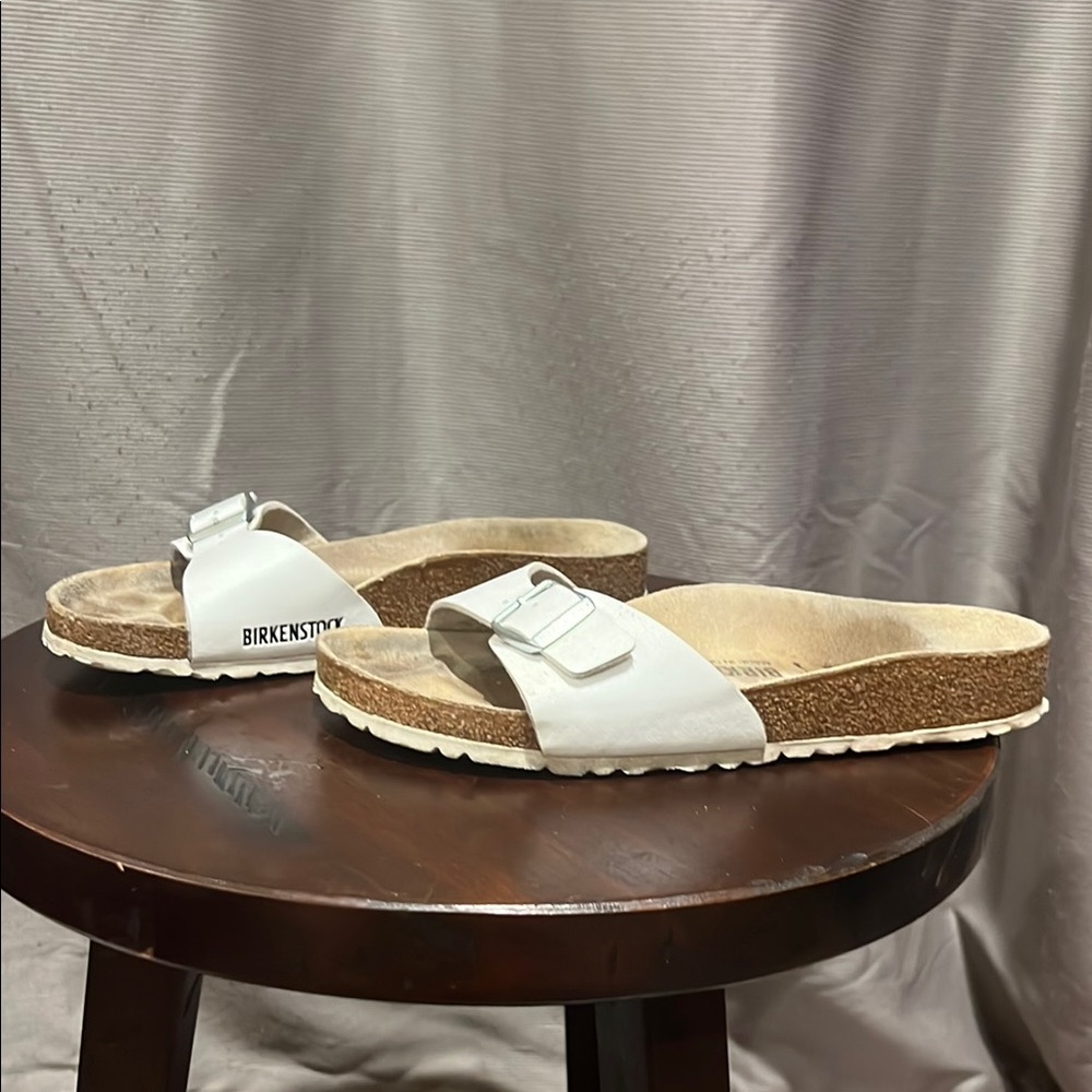 Birkenstock White Sandals with Ergonomic Cork Footbed